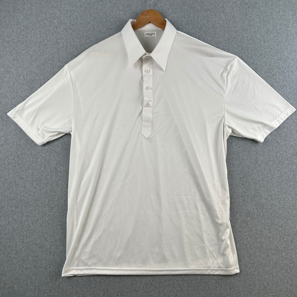Collars & Co Polo Shirt Mens 2XL White Short Sleeve Performance Spread Collar